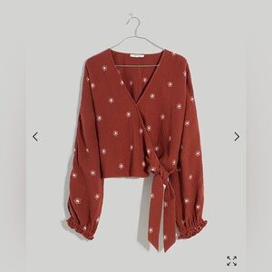 NWT Madewell Mahogany Lightspun Maira Wrap Top
